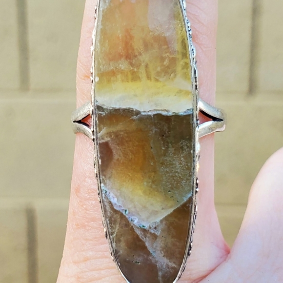 New Petrified Wood Jasper Silver Statement Ring. - Picture 7 of 13